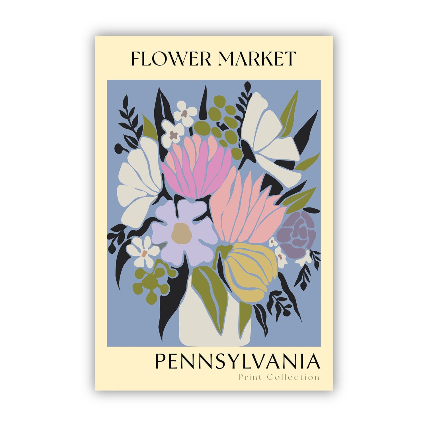 Pennsylvania State flower print, States poster, Pennsylvania flower market poster, Botanical posters, Nature poster artwork, Floral wall art