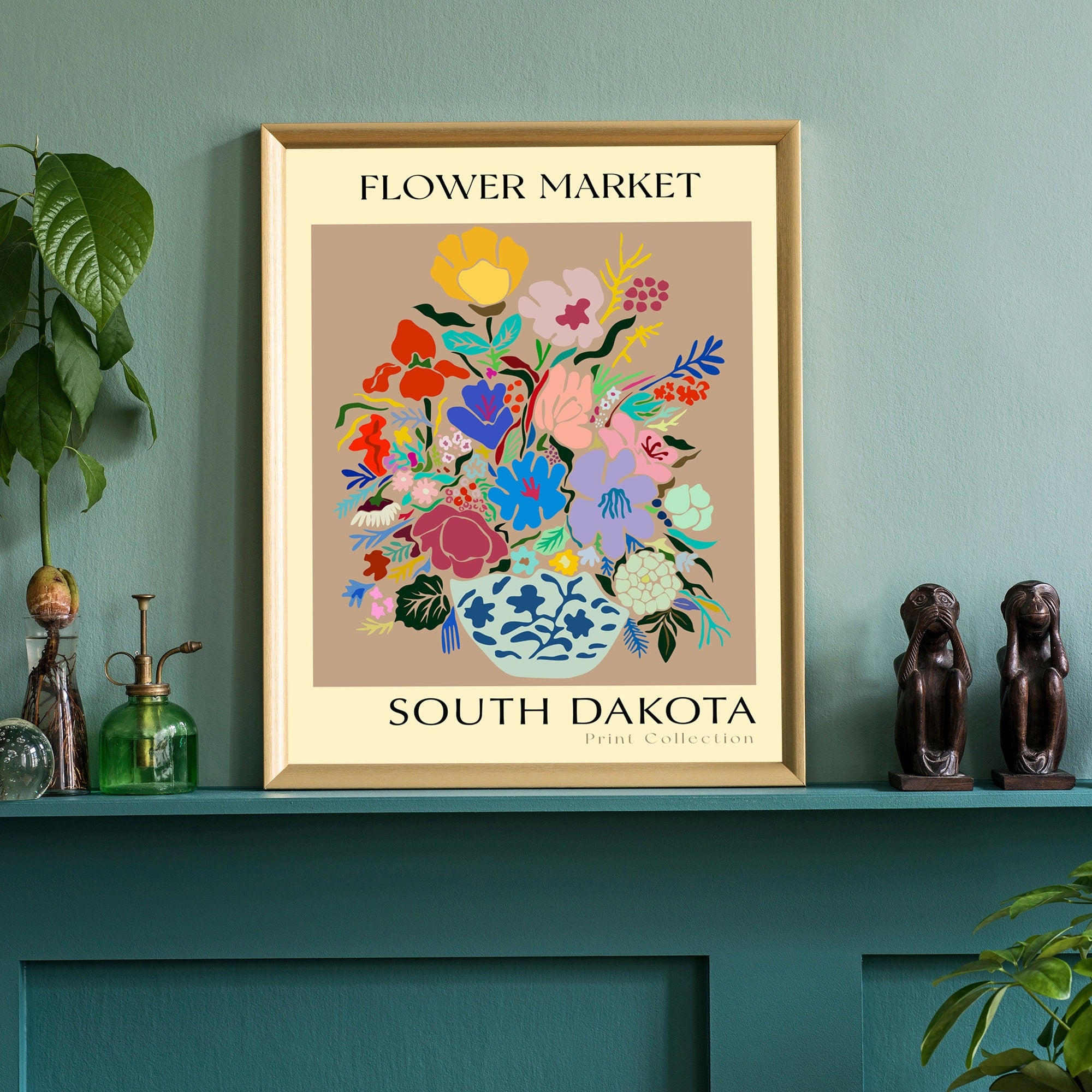 South Dakota State flower print, USA states poster, South Dakota flower market poster, Botanical poster, Nature poster floral artwork