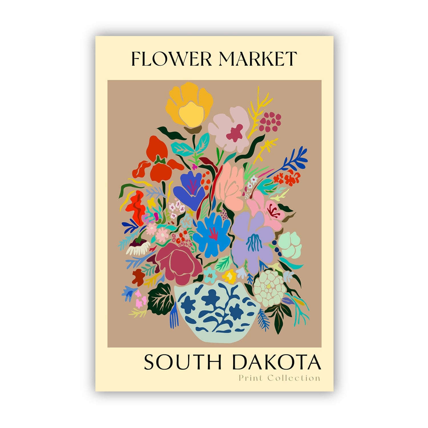 South Dakota State flower print, USA states poster, South Dakota flower market poster, Botanical poster, Nature poster floral artwork
