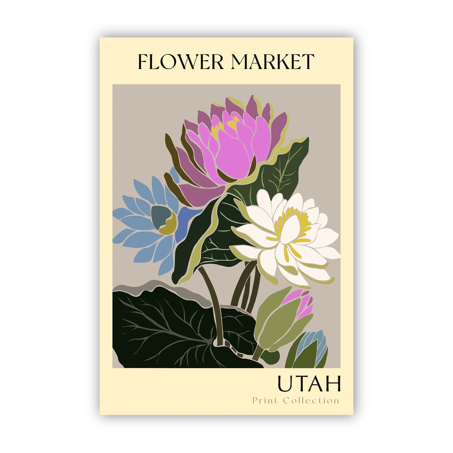 Utah State flower print, USA states poster, Utah flower market poster, Botanical poster, Nature poster artwork, Boho floral wall art