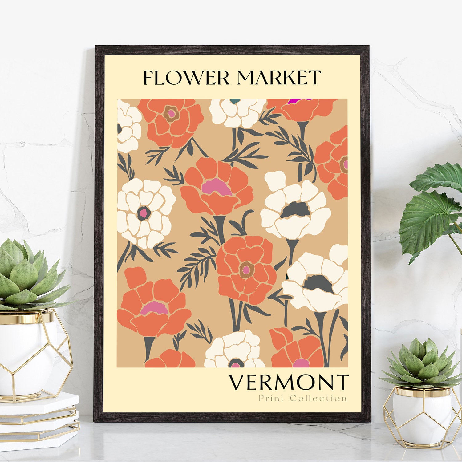 Vermont State flower print, USA states poster, Vermont flower market poster, Botanical poster, Nature poster artwork, Boho floral wall art