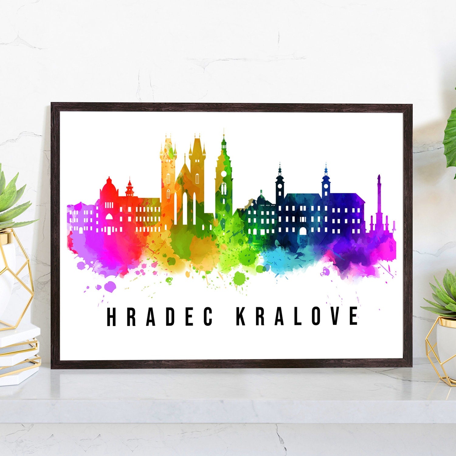 Hradec Kralove Czech Republic Poster, Skyline poster cityscape poster, Landmark City Illustration poster, Home wall decor, Office wall art