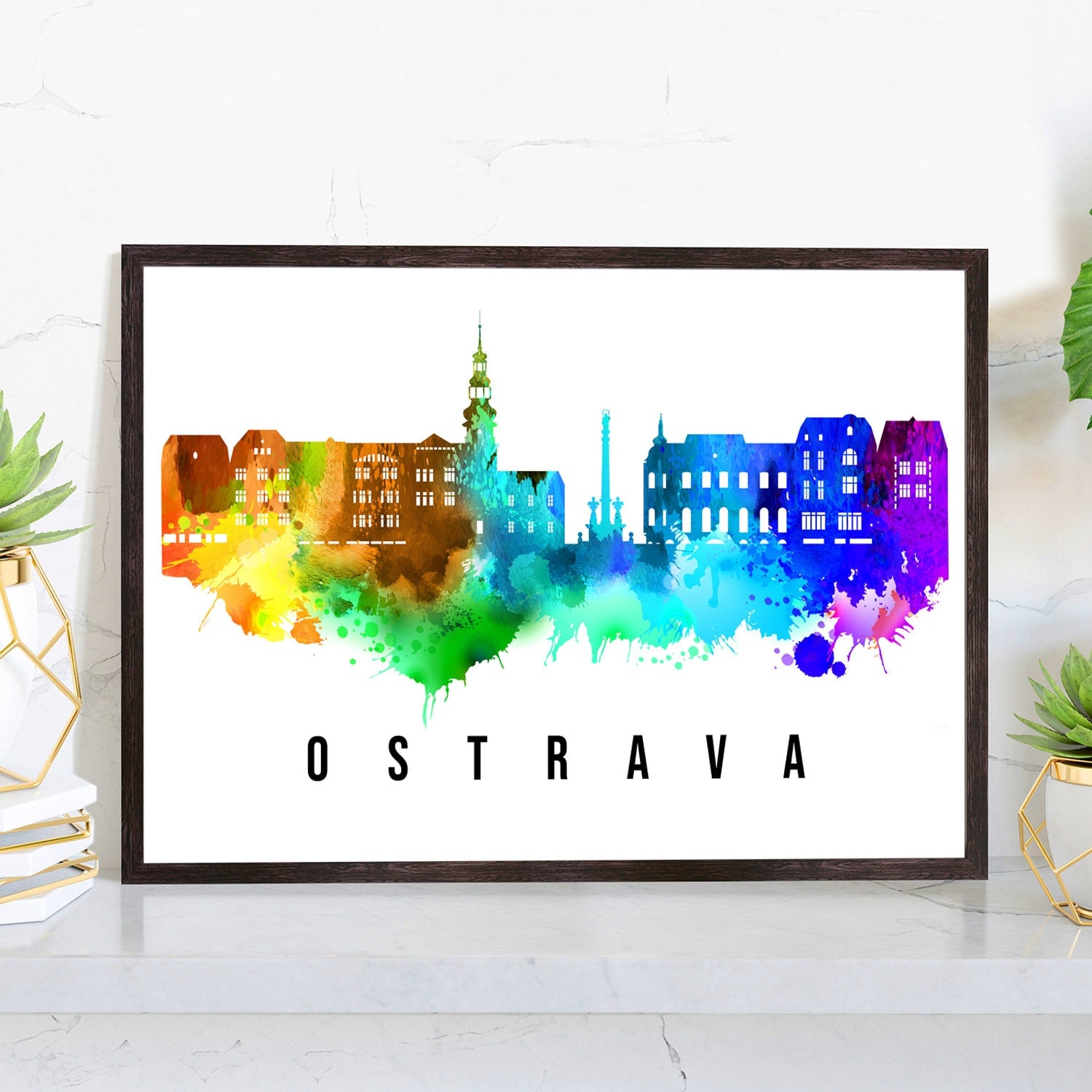 Ostrava Czech Republic Poster, Skyline poster cityscape poster, Landmark City Illustration poster, Home wall decoration, Office wall art