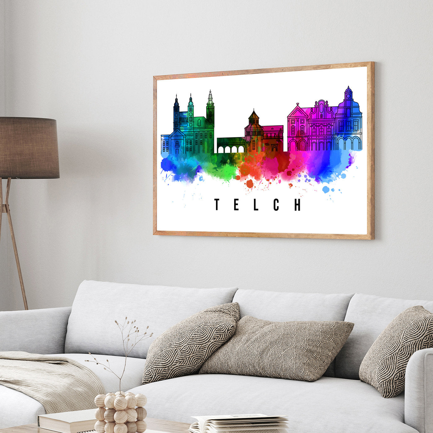 Telc Czech Republic Poster, Skyline poster cityscape poster, Landmark City Illustration poster, Home wall decoration, Office wall art
