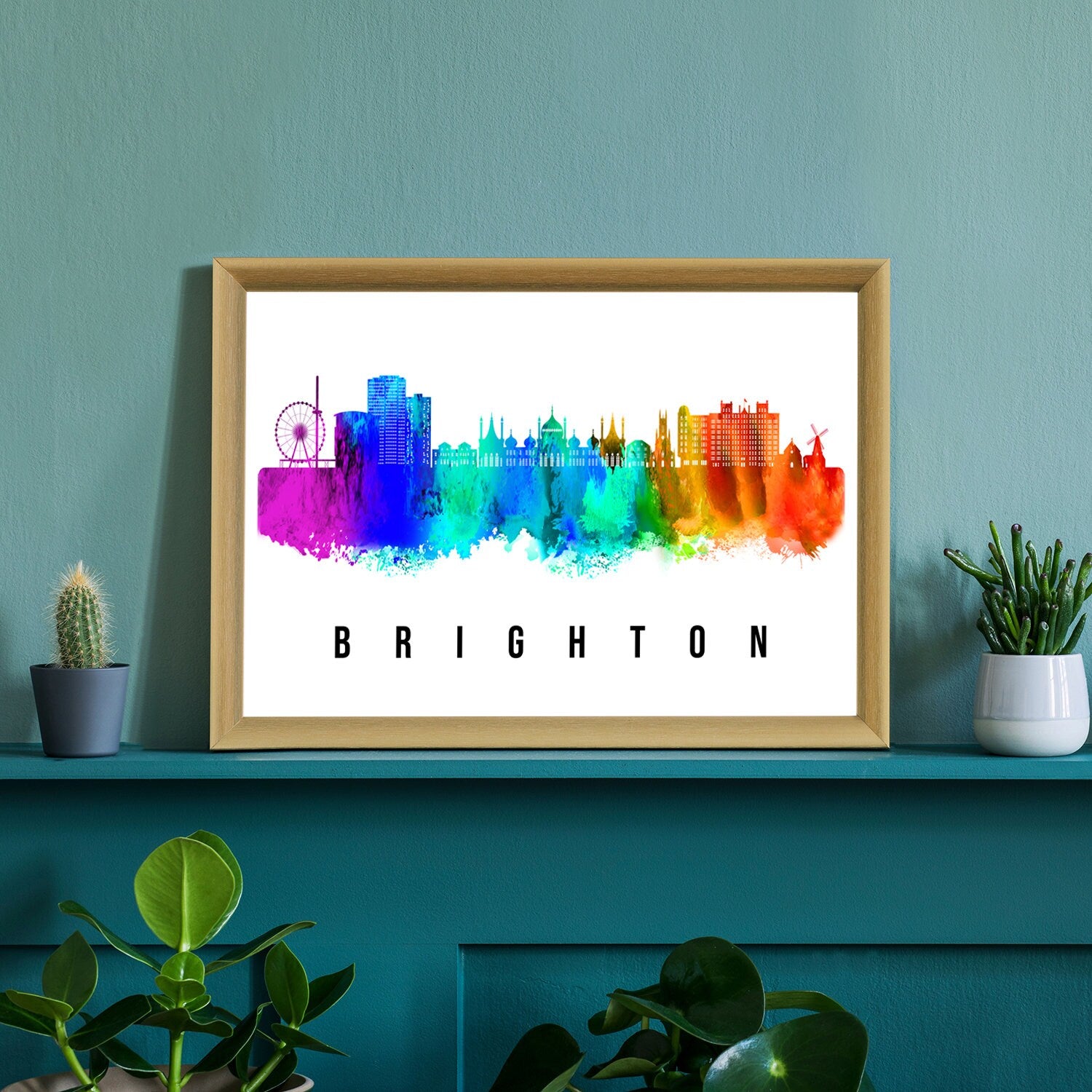 Brighton England Poster, Skyline poster cityscape poster, Landmark City Illustration poster, Home wall decoration, Office wall art