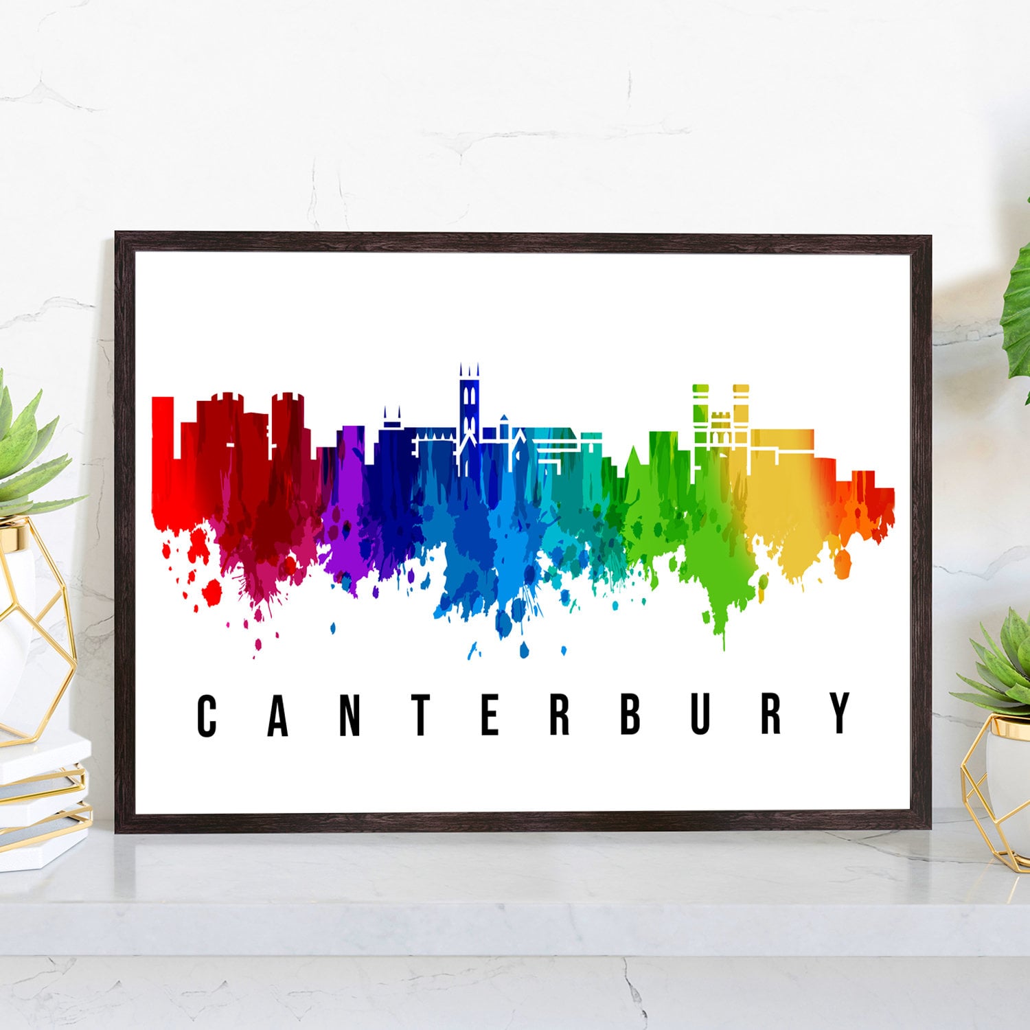 Canterbury England Poster, Skyline poster cityscape poster, Landmark City Illustration poster, Home wall decoration, Office wall art