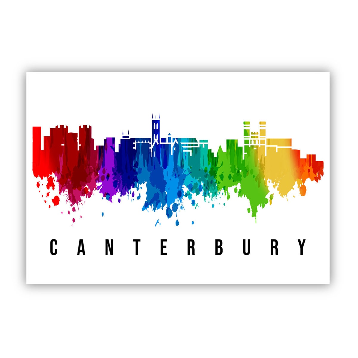 Canterbury England Poster, Skyline poster cityscape poster, Landmark City Illustration poster, Home wall decoration, Office wall art
