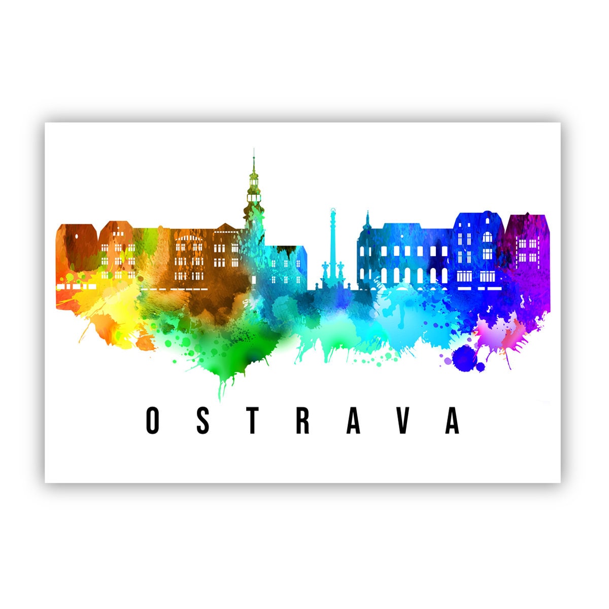 Ostrava Czech Republic Poster, Skyline poster cityscape poster, Landmark City Illustration poster, Home wall decoration, Office wall art