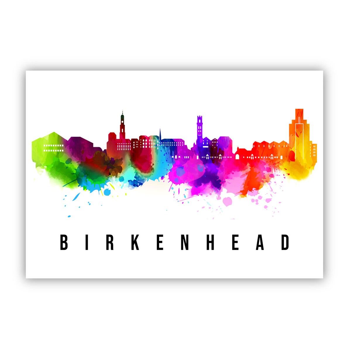 Birkenhead England Poster, Skyline poster cityscape poster, Landmark City Illustration poster, Home wall decoration, Office wall art