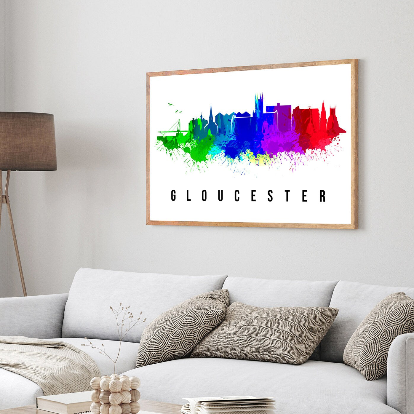 Gloucester England Poster, Skyline poster cityscape poster, Landmark City Illustration poster, Home wall decoration, Office wall art
