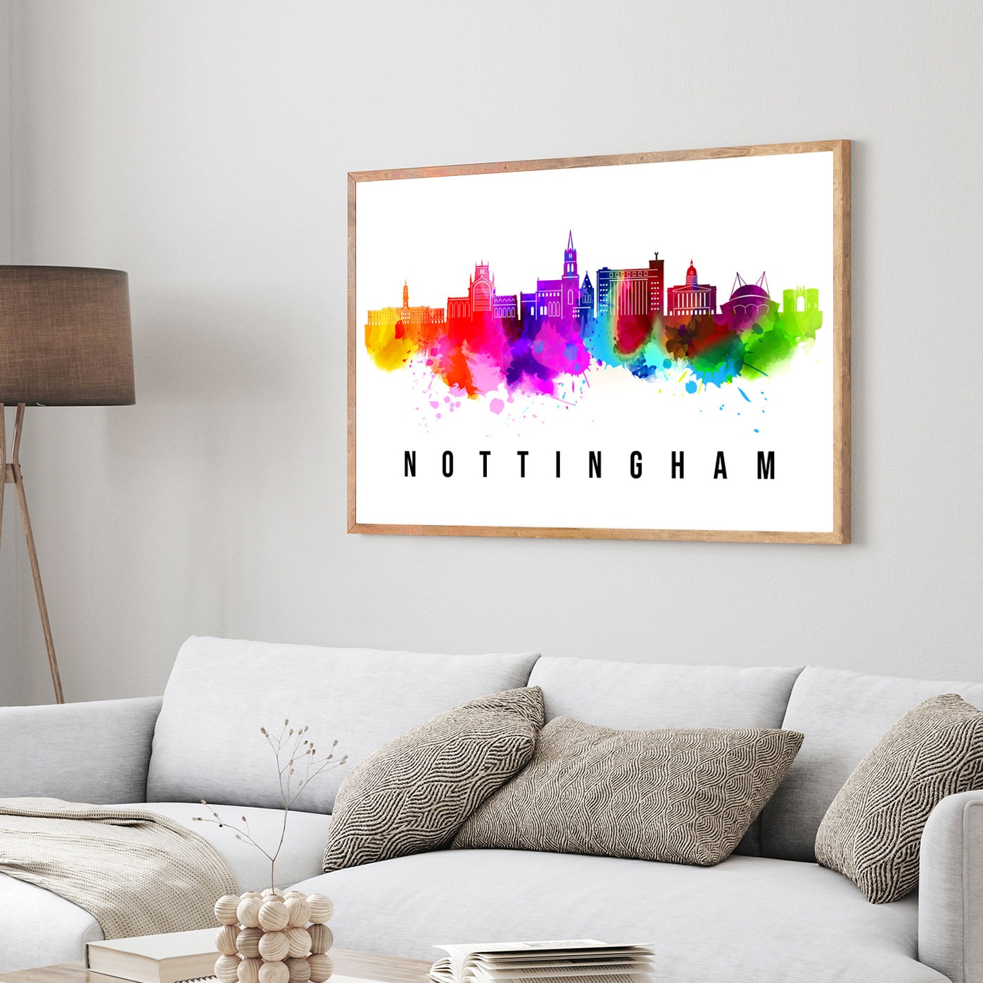 Nottingham England Poster, Skyline poster cityscape poster, Landmark City Illustration poster, Home wall decoration, Office wall art